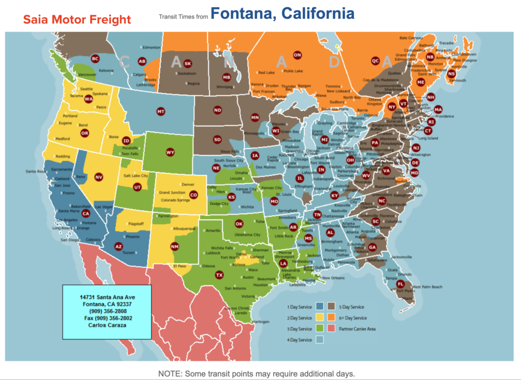 saia transit time map sans soucie art glass