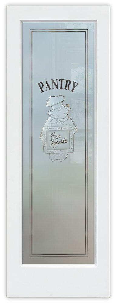 piggy chef 2D negative semi-private frosted interior door country farmhouse pantry door with frosted glass door Sans Soucie 