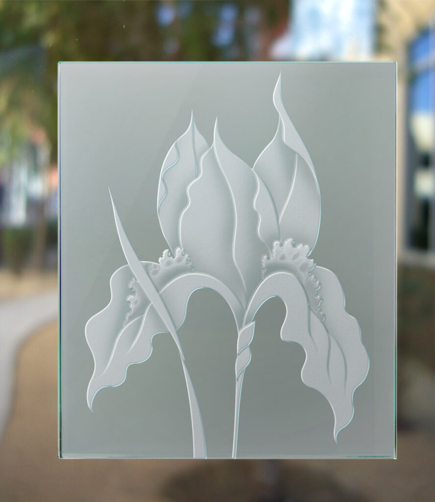 3D enhanced frosted glass finish private iris design Sans Soucie