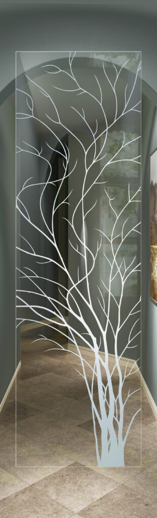 Wispy Tree 1D Positive Clear Glass Not Private interior frosted glass door Sans Soucie
