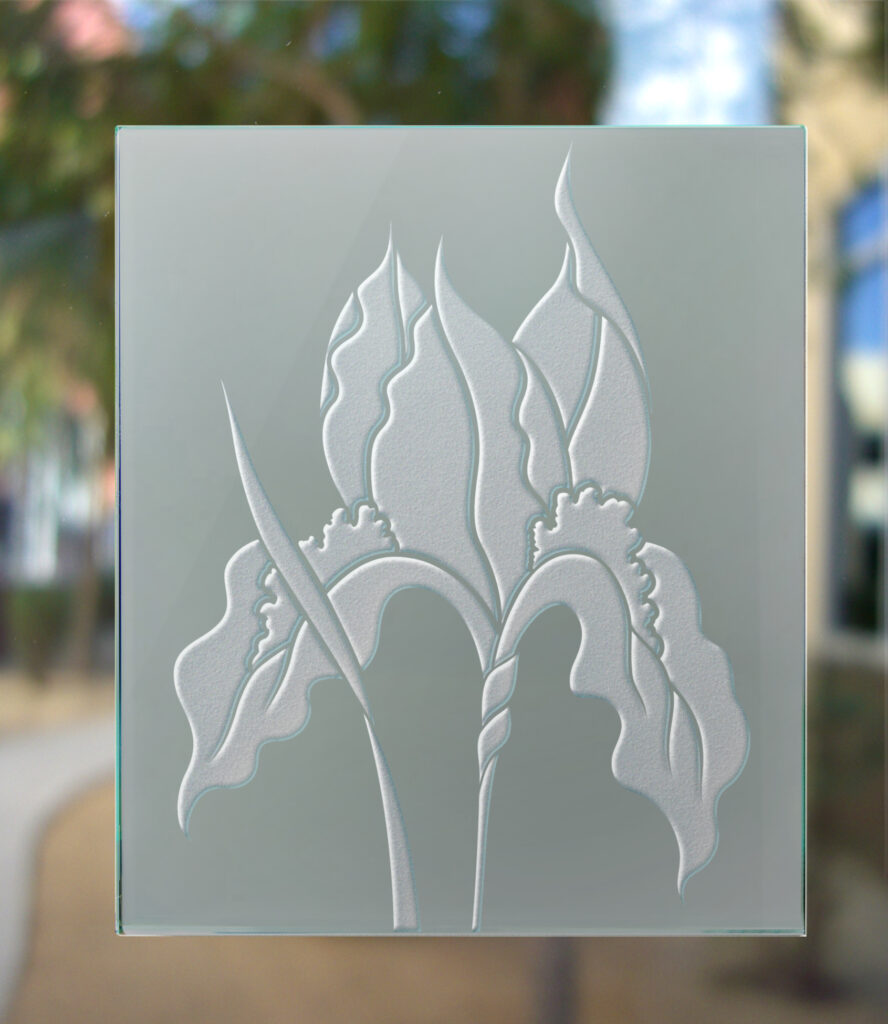 3D frosted glass finish private iris design Sans Soucie 