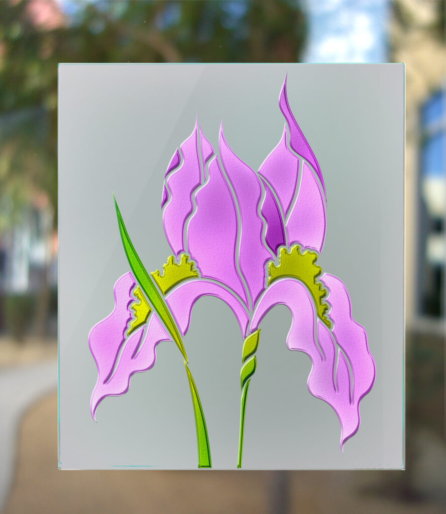 3D painted frosted glass finish private iris design Sans Soucie 