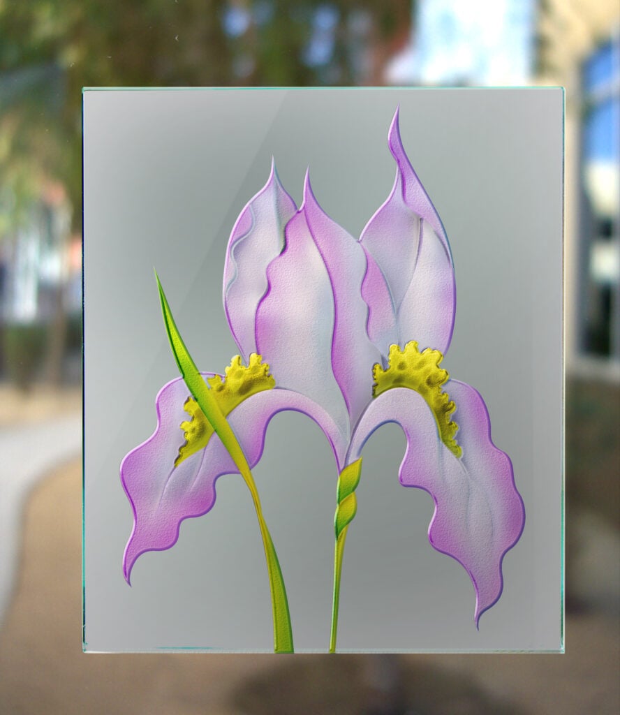 3D enhanced painted frosted glass finish private iris design Sans Soucie 