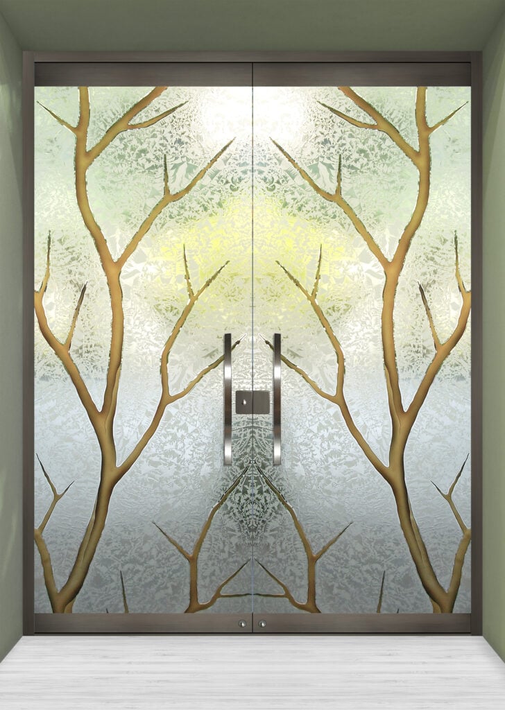 glass doors with painted glass tree design sans soucie