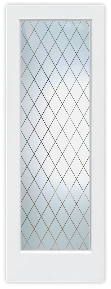 Diamond Grid Pattern 1D Negative Frosted Glass Pantry Door Semi-Private Interior Door sans soucie 