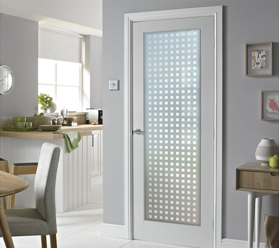 Squares Private 1D Frosted Glass Finish Pantry Door Interior Glass Door Sans Soucie 