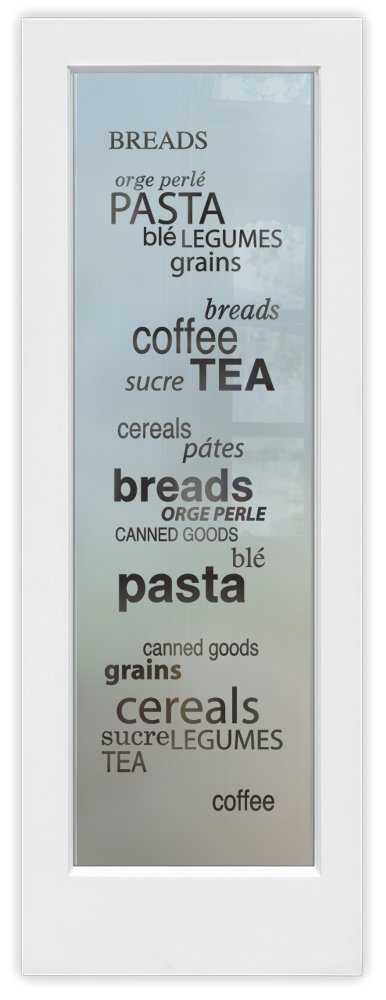 Pantry Goods typography Semi-Private 1D Negative Frosted Glass Finish Pantry Glass Door Sans Soucie 