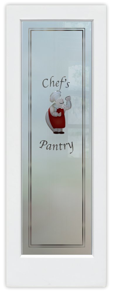 Happy Chef Semi-Private 3D Enhanced Painted Neg. Frosted Glass Finish Pantry Glass Door Sans Soucie 