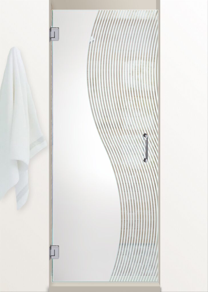 Divise Stripes Not Private 3D Effect Clear Glass Finish hinge frameless frosted glass shower door sans soucie