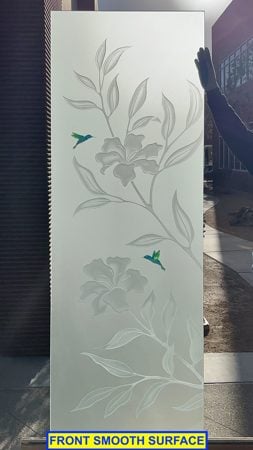 Partition with a sandblast Frosted Glass Tropical Design Custom-Designed Decorative Etched Glass