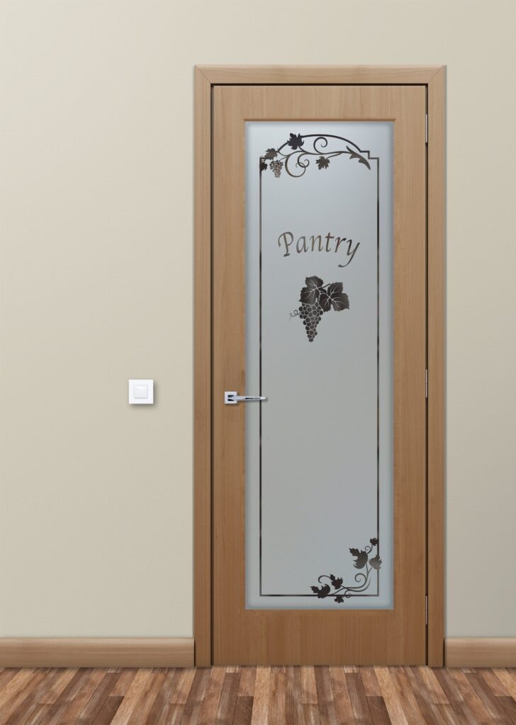 Grape Cluster Grape Ivy Semi-Private 1D Negative Effect 
Frosted Glass Finish pantry door sans soucie 