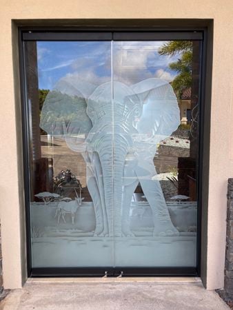 All Glass Front Door with sandblast Frosted Glass Design Art Glass Featuring Sandblast Etched Glass by Sans Soucie