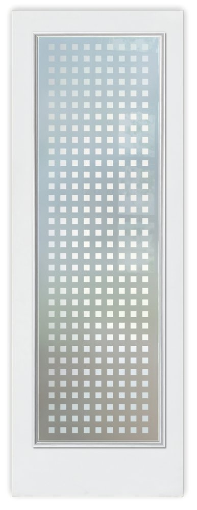 Squares Private 1D Effect Frosted Glass Finish exterior front entry glass door contemporary design sans soucie