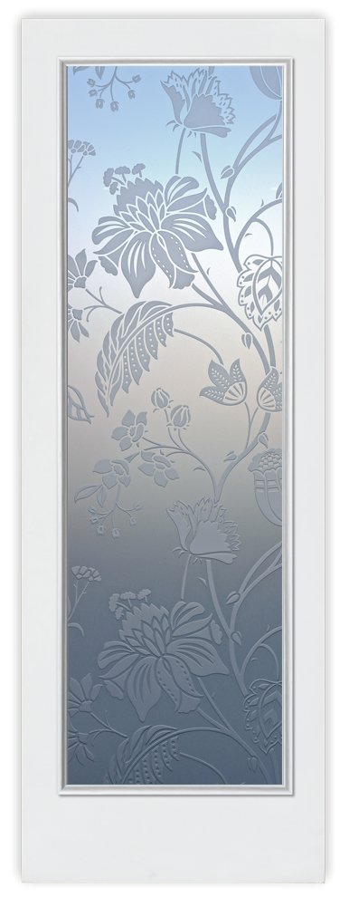 Floral Pattern Private 3D Effect 
Frosted Glass Finish exterior front entry glass door modern farmhouse design sans soucie