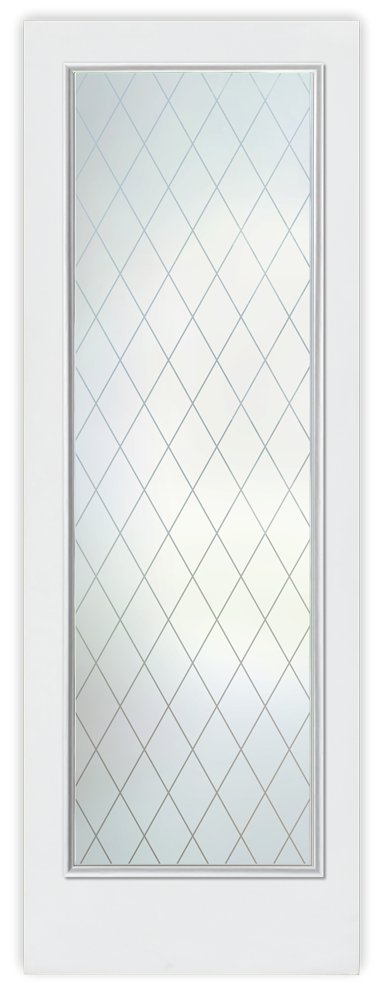 Diamond Grid Private 1D Effect 
Frosted Glass Finish exterior front entry glass door modern farmhouse design sans soucie