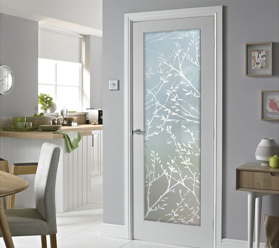 Spring Sprigs Private 1D Effect 
Frosted Glass Finish exterior front entry glass door modern farmhouse design sans soucie