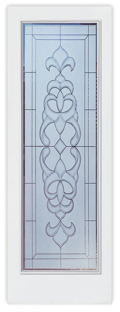 Faux Bevels Semi-Private 2D Negative Effect Frosted Glass Finish exterior front entry glass door traditional design sans soucie