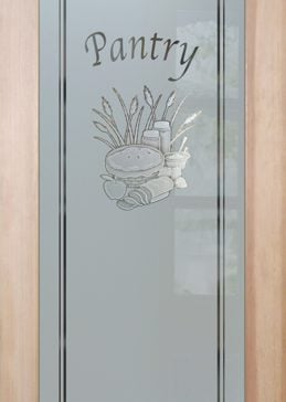 Pantry Door with a Frosted Glass Apple Pie  Country Farmhouse Design for Semi-Private by Sans Soucie Art Glass
