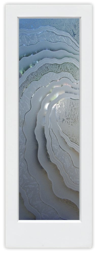 Metacurl Semi-Private 3D Enhanced Gluechip Glass Finish  Wave Coastal Design Glass Pantry Door Interior Door Sans Soucie