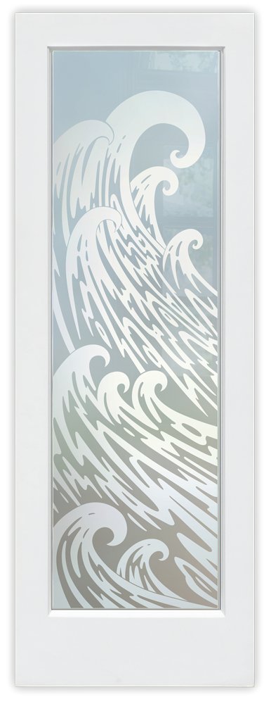 Newport Waves Private 1D Frosted Glass Finish Wave Coastal Design Glass Pantry Door Interior Door Sans Soucie