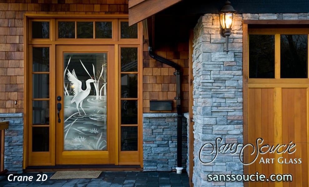 frosted glass doors farmhouse cottage style decor sans soucie art glass cranes