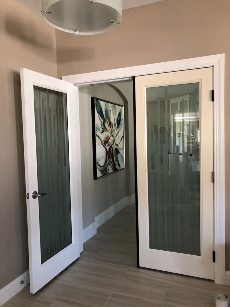 Contemporary interior doors with glass
