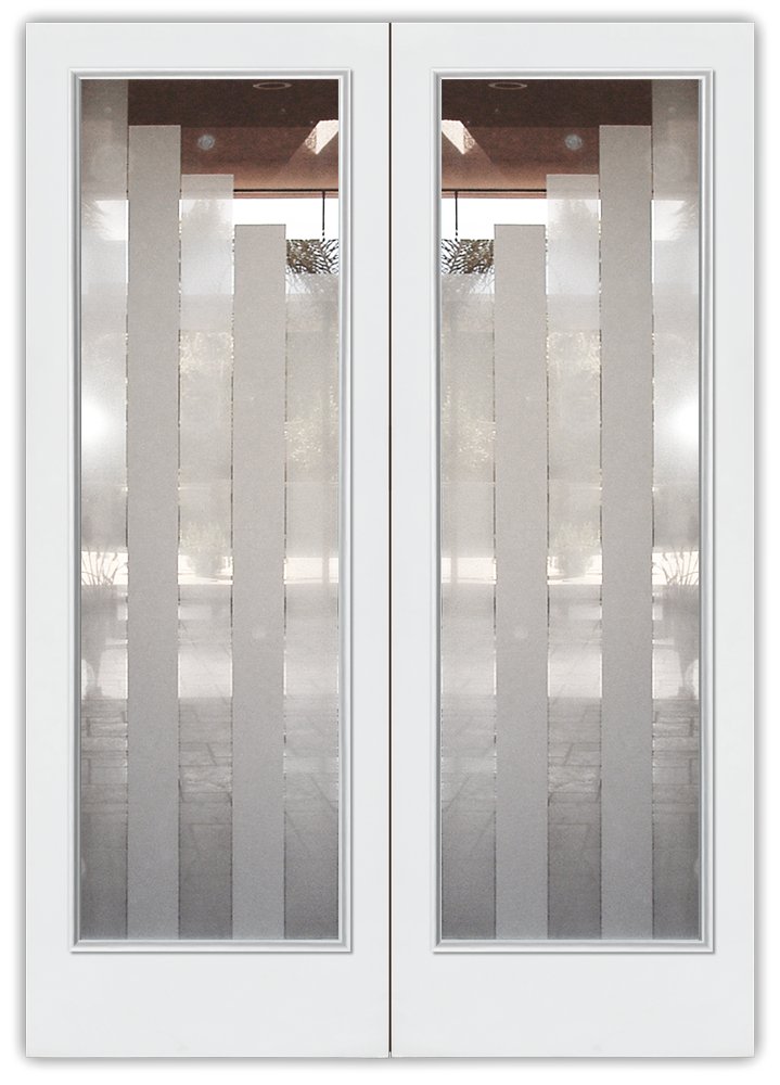 Towers Semi-Private 
1D Misted Clear Glass Finish entry front frosted glass double door Sans Soucie 