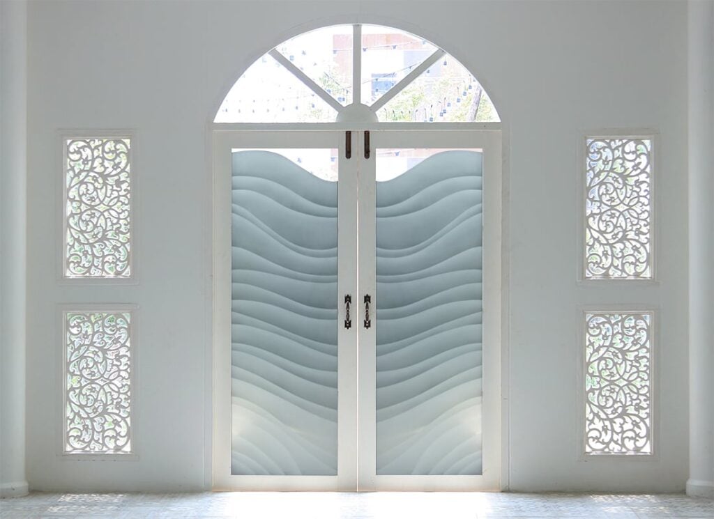 Dreamy Waves Semi-Private 2D 
Clear Glass Finish entry front frosted glass double door Sans Soucie 