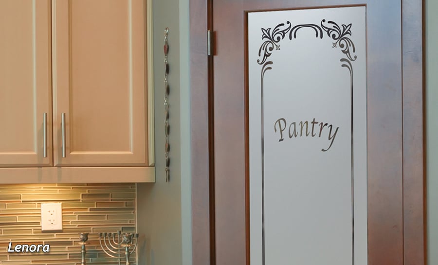 Traditional Lenora Semi-Private 1D Negative Frosted Glass Pantry Door Interior Sans Souci