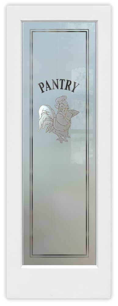 Country Farmhouse Rooster Chef Semi-Private 2D Neg Frosted Glass Pantry Door Interior Sans Soucie 