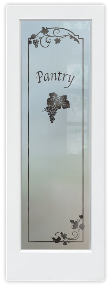 Tuscan Grape Cluster Grape Ivy Semi-Private 1D Negative Frosted Glass Pantry Door Interior Sans Soucie 