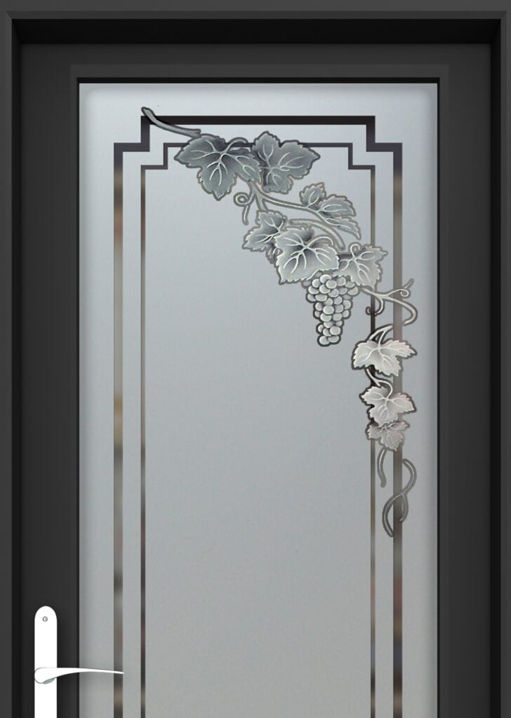 Tuscan Vineyard Grapes Cascade 
Semi-Private 2D Neg Frosted Glass Pantry Door Interior Sans Soucie 