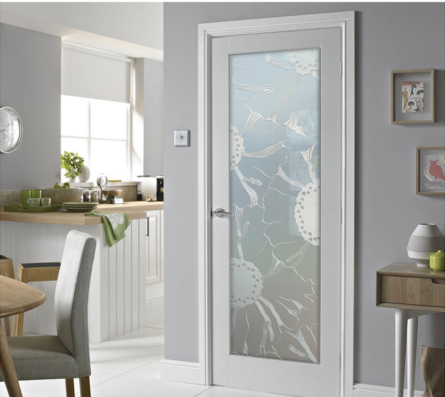 Bohemian Design Okeefe Semi-Private 3D Enhanced Clear Glass Door Interior bedroom bathroom kitchen door Sans Soucie 