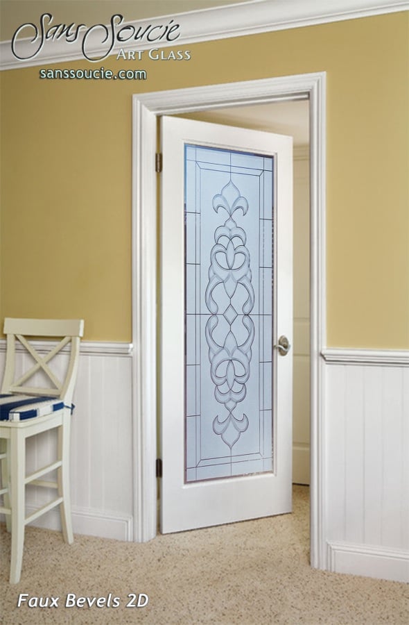 Traditional Faux Bevels Semi-Private - 2D Neg Frosted Interior bedroom bathroom kitchen door Sans Soucie
