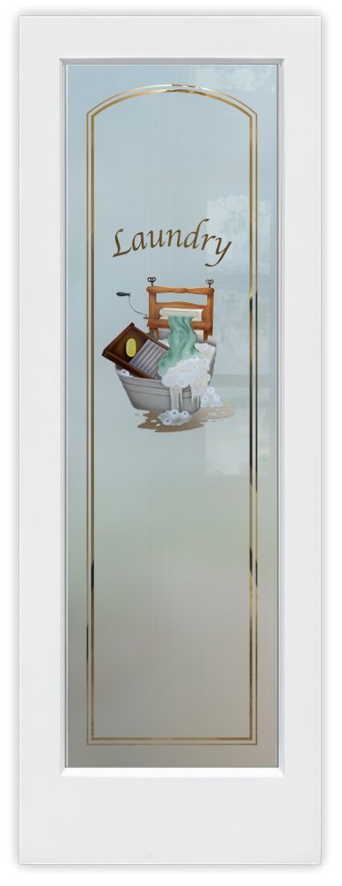 Themed Designs Thru The Wringer Semi-Private 3D Enhanced Negative Painted Frosted Glass Laundry Room Interior Glass Doors Sans Soucie 