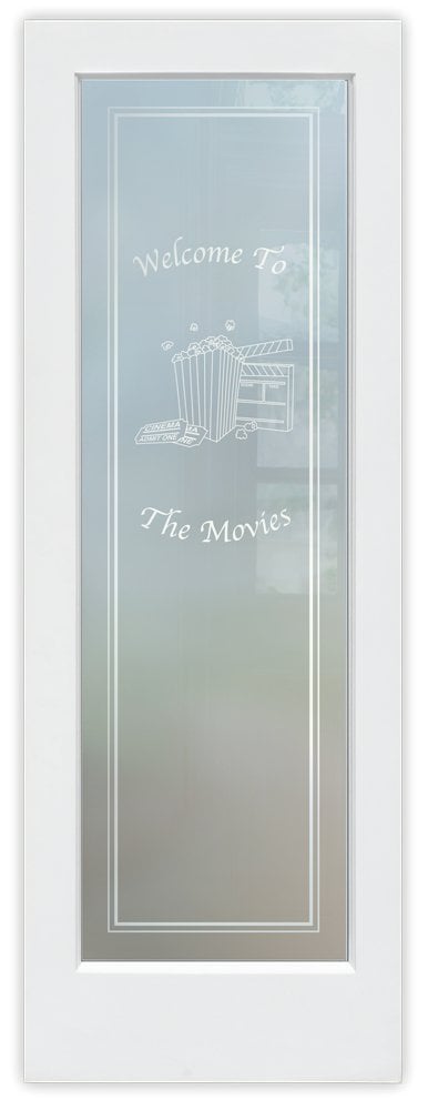 Themed Door Movie & Popcorn Private 3D Frosted Glass Movie Room interior door sans soucie 