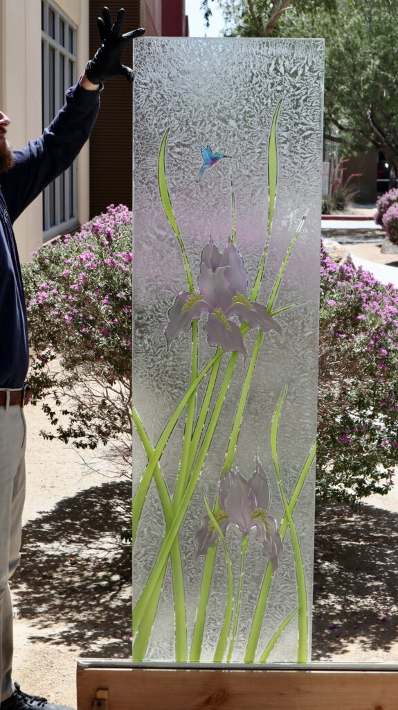 Decorative glass panel using ultra-clear low-iron glass