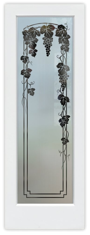 Vineyard Grapes Trellis Semi-Private 1D Negative Effect Frosted Glass Finish pantry door tuscan design sans soucie 