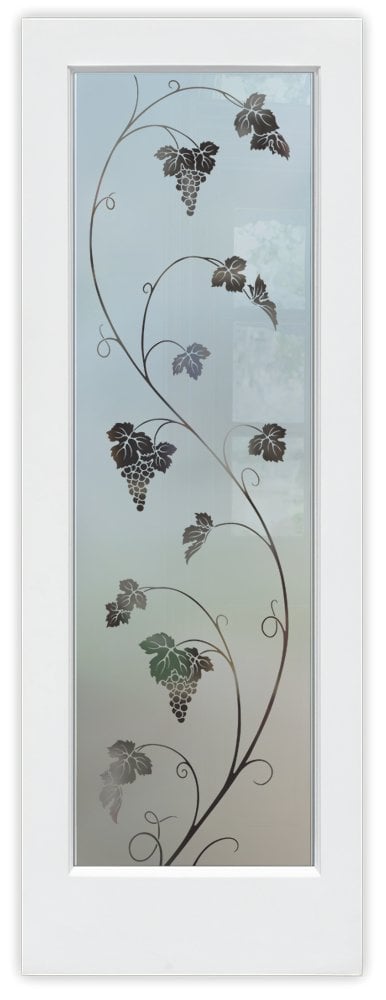 Vineyard Grapes Unfurled Semi-Private 1D Negative Effect Frosted Glass Finish pantry door tuscan design sans soucie 