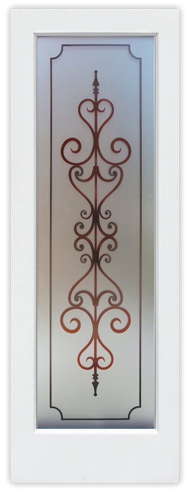 Carmona Private 3D Painted Effect 
Frosted Glass Finish pantry door tuscan wrought iron sans soucie 