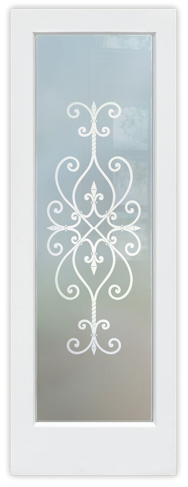 Cordoba Private 1D Effect Frosted Glass Finish  pantry door tuscan wrought iron sans soucie 