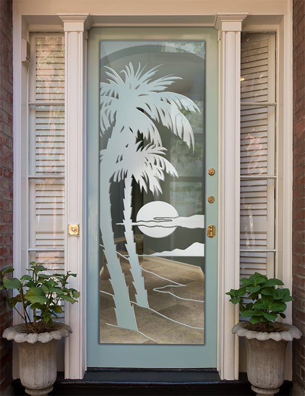 Palm Sunset Not Private 3D Clear Glass Finish Pantry frosted glass door interior sans soucie 