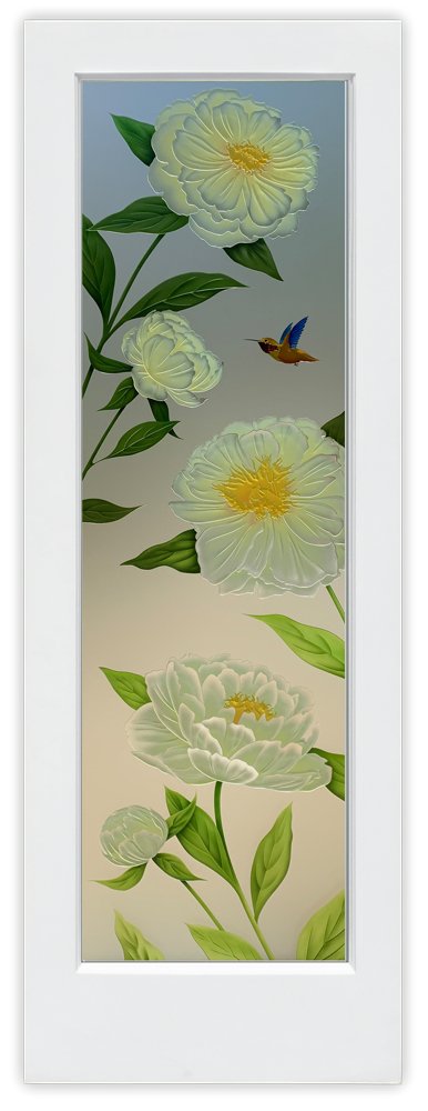 Peonies Private 3D Enhanced Painted Frosted Glass Finish Pantry Glass Door Interior Sans Soucie 