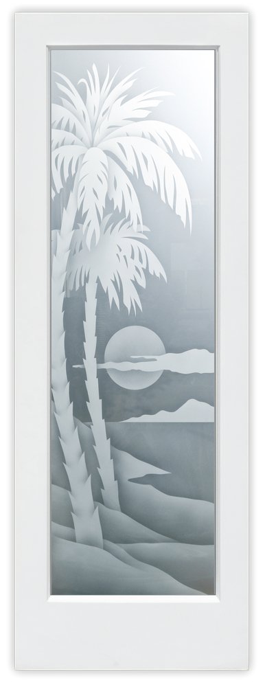 2D Glass effect Palm Sunset 
Private Frosted Glass Finish Glass Pantry Doors Interior Door Sans Soucie 