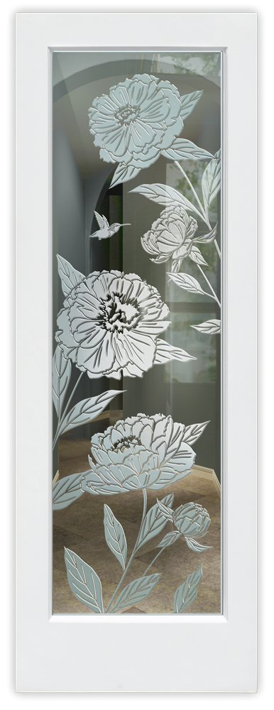 Peonies Not Private 3D Clear Glass Finish Glass Pantry Doors Interior Glass Door Sans Soucie 