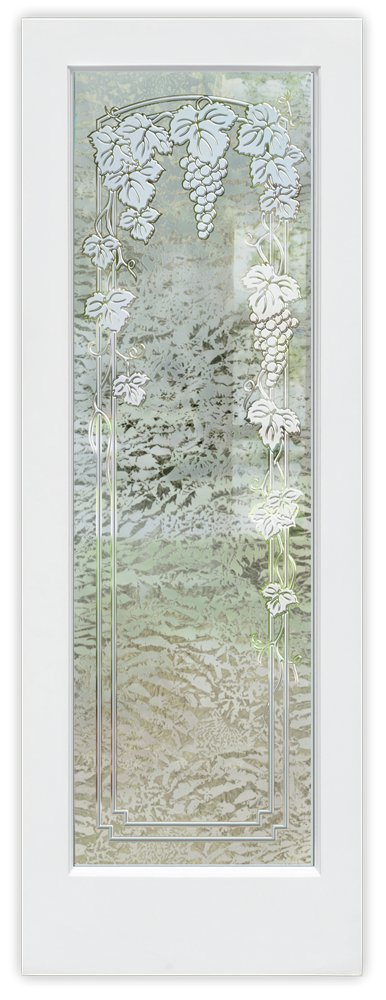 Gluechip Glass Finish Vineyard Grapes Trellis Semi-Private 3D Glass Pantry Doors Interior Glass Door Sans Soucie 
