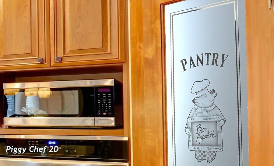Piggy Chef Semi-Private 2D Negative 
Frosted Glass Finish Glass Pantry Doors Interior Door Sans Soucie 