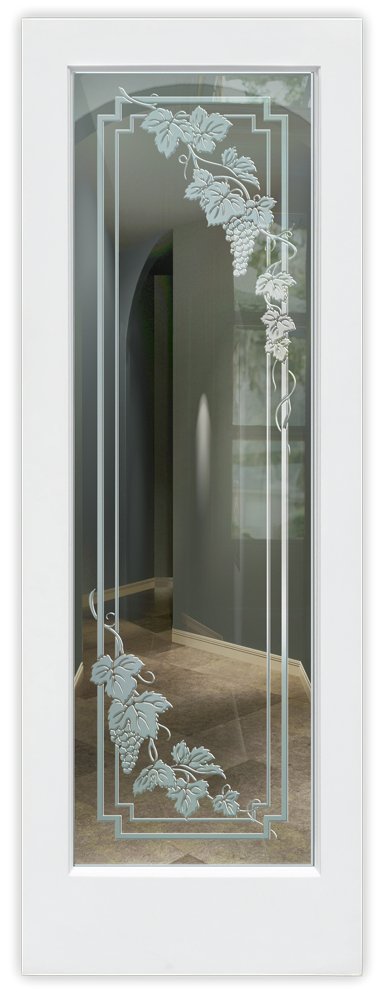 Vineyard Grapes Cascade Not Private 3D Clear Glass Finish Glass Pantry Doors Interior Door Sans Soucie 