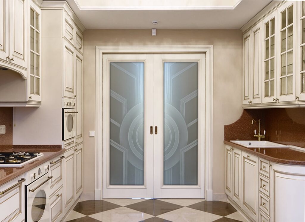 Sun Odyssey II Private 3D Enhanced 
Frosted Glass Finish Glass Pantry Double Doors Interior Doors Sans Soucie 