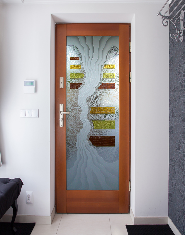 Triptic Semi-Private 3D Enhanced Painted Gluechip Glass Finish Modern Interior Glass Doors Sans Soucie
